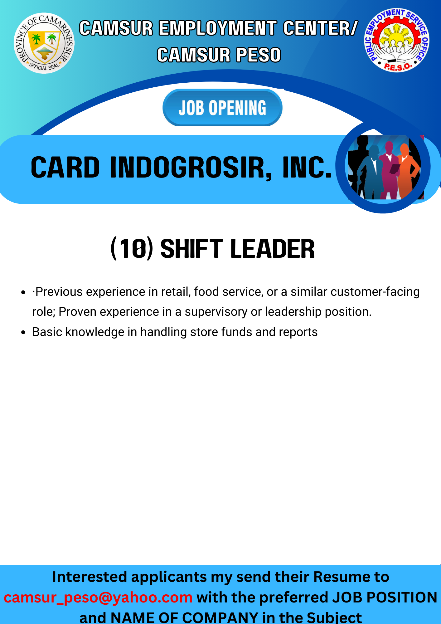 NOW HIRING !!! CARD INDOGROSIR, INC. 